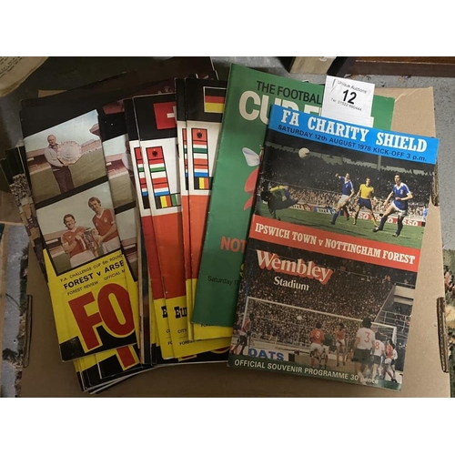 12 - Nottingham Forest football programmes including European Cup matches, 1979 League Cup Final, FA Char... 