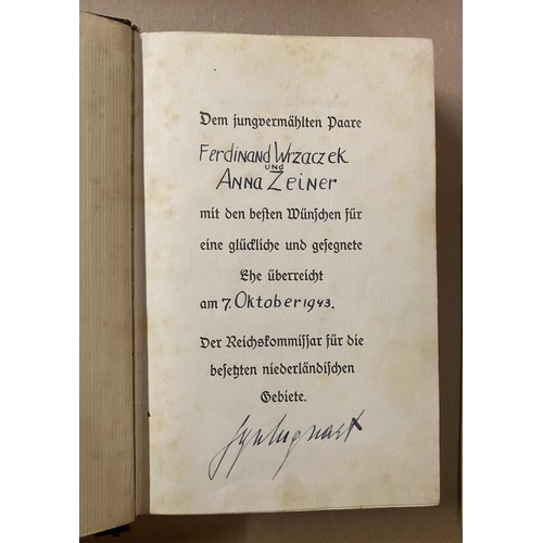 179 - A copy of Mein Kampf given to newly married couples dedicated and signed by Arthur Seyss-Inquart