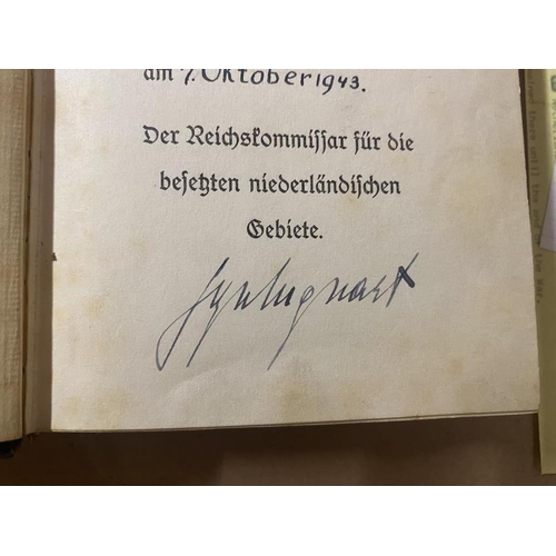 179 - A copy of Mein Kampf given to newly married couples dedicated and signed by Arthur Seyss-Inquart