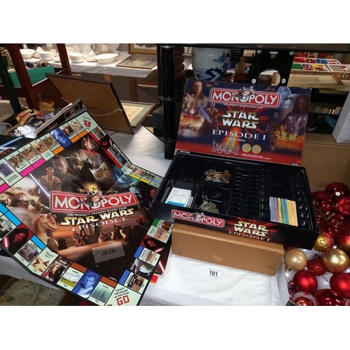 102 - A collection of Star Wars items including figures, cards, books & games including Monopoly & model k... 