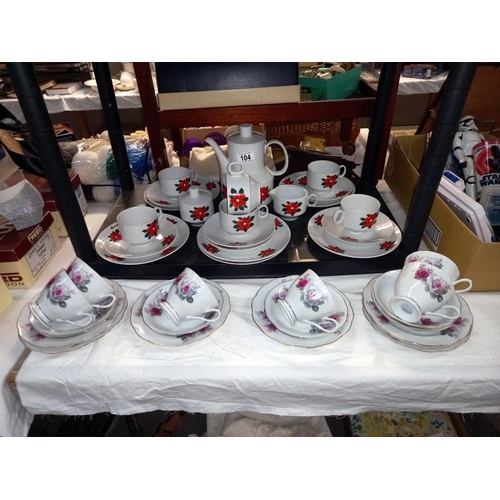 104 - 2 floral tea sets