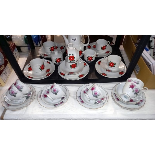 104 - 2 floral tea sets