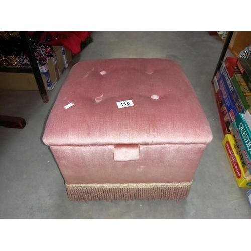 116 - A pink bedroom pouffe/stool storage box (40cm x 40cm x 36cm high)