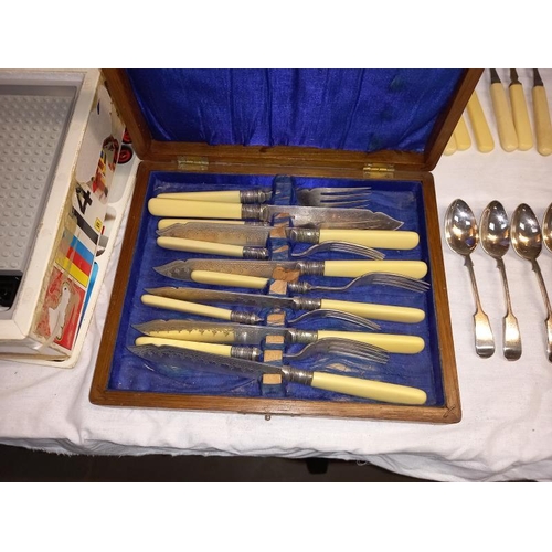 26 - 4 case cutlery sets including fish knives and forks and Italian spoons