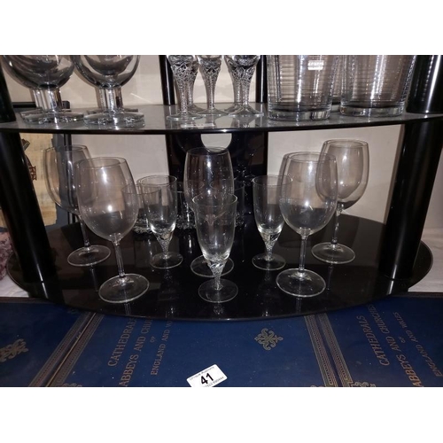 40 - A selection of drinking glasses including Denby Imperial blue tumblers etc