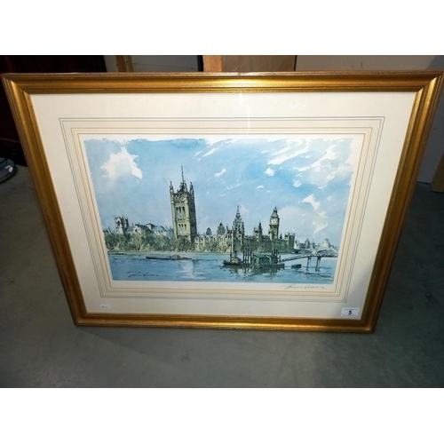 5 - A large signed print of houses of parliament