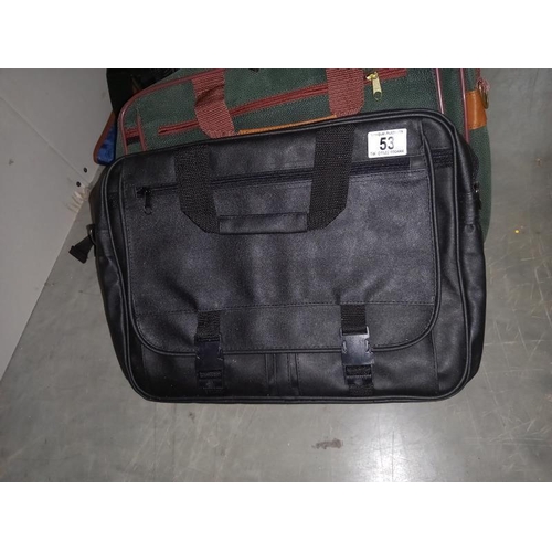 53 - 2  laptop bags, a bag and suit holder, plus a bum bag