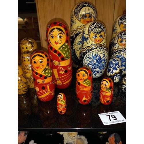 79 - 3 Russian dolls including traditional doll and an Indian style doll