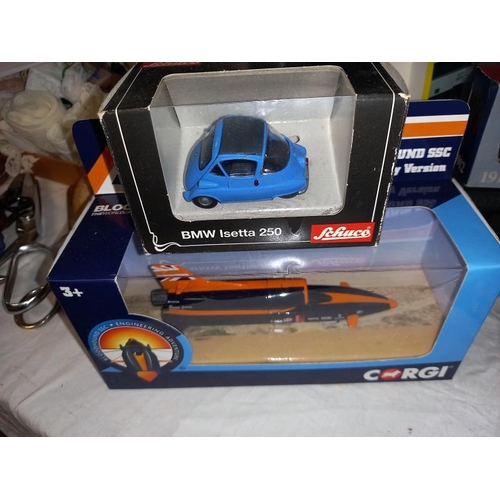 82 - A quantity of boxed diecast including Corgi buses, Schuco BMW Isetta Brumm, cuclecar etc