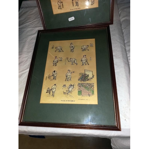 86 - 2 framed 1920's cricket watercolours titled 'it's all in the game' signed Bateman