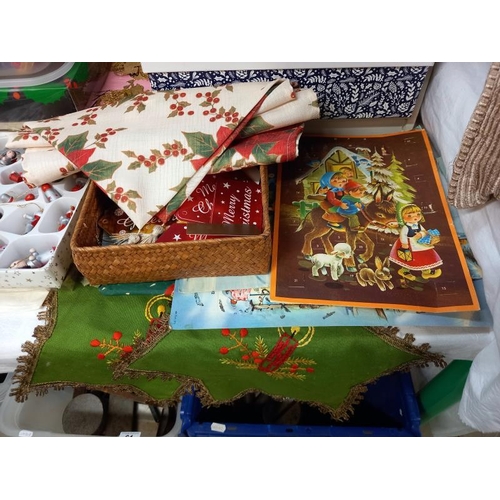 95 - A good selection of Christmas decorations including vintage unused advent calendars