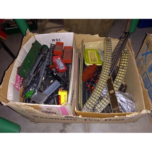 99 - 2 boxes of OO/HO gauge track including Hornby-Dublo 3 rail and transformers, rolling stock and engin... 