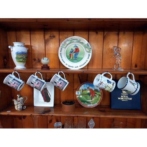 130 - A good selection of golfing themed collectables including Royal Worcester & a Ralph Loren Wedgwood d... 