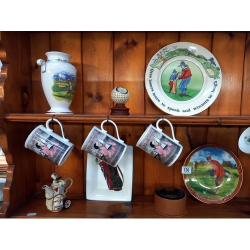 130 - A good selection of golfing themed collectables including Royal Worcester & a Ralph Loren Wedgwood d... 