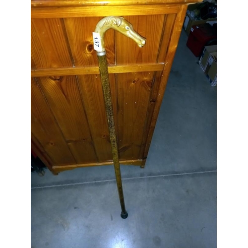 137 - A vintage walking stick with horse head