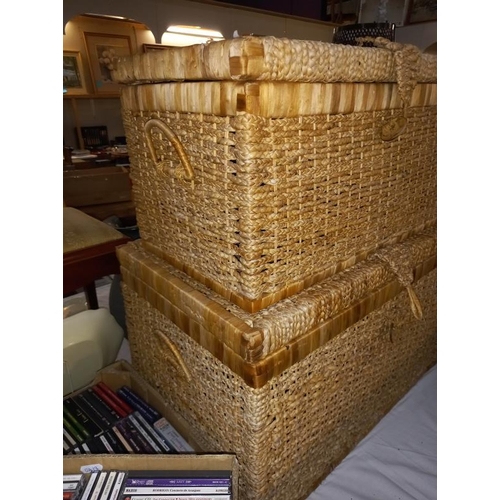 159 - 2 wicker loom baskets, 74cm x 45cm x 45cm high & 64cm x 35cm x 35cm high (COLLECT ONLY)