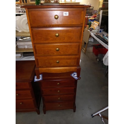 163 - A pair of solid mahogany bedside chest of drawers with brass knobs, 53cm x 47cm x 72cm high (COLLECT... 