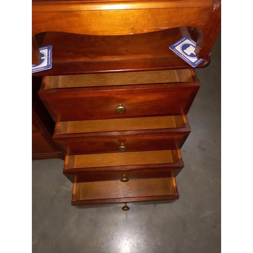 163 - A pair of solid mahogany bedside chest of drawers with brass knobs, 53cm x 47cm x 72cm high (COLLECT... 