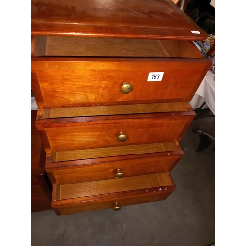 163 - A pair of solid mahogany bedside chest of drawers with brass knobs, 53cm x 47cm x 72cm high (COLLECT... 