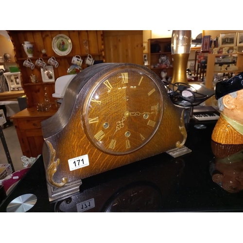 171 - A 1930's oak Westminster chime mantle clock