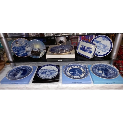 174 - A selection of blue & white cabinet collectors plates