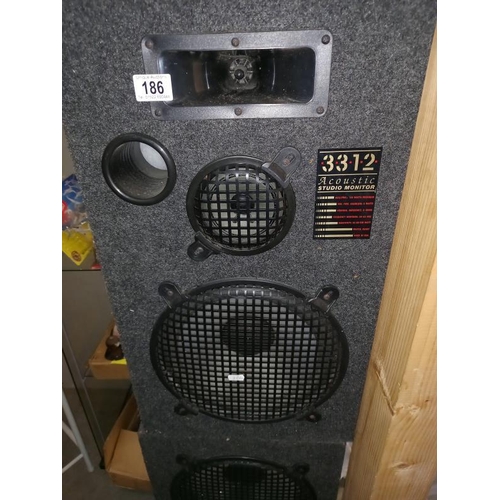 186 - A pair of speakers, (3312 Acoustic studio monitor on label) (COLLECT ONLY)