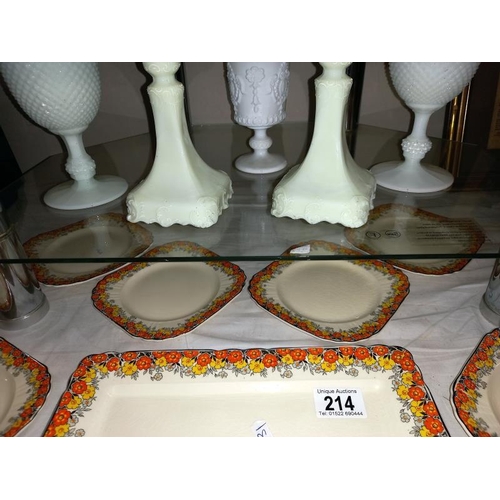 214 - A vintage set of Myott, 6 sandwich plates & sandwich tray (1 plate has minor chip underneath)