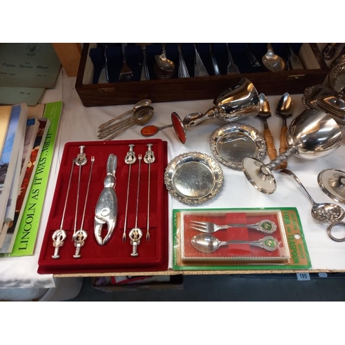 222 - A quantity of silver plate including goblets, lobster forks & cased cutlery etc.