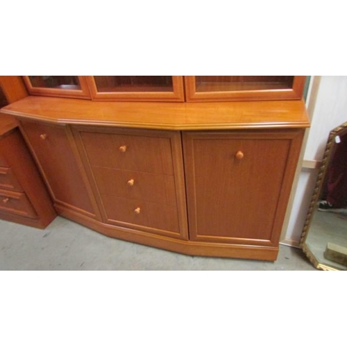 1459 - A superb quality pale mahogany display cabinet with etched glass doors, in as new condition. COLLECT... 