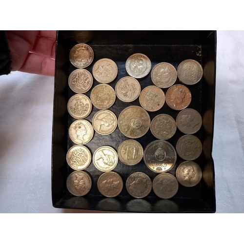 294 - A quantity of old style £1 coins & two x £2 coins