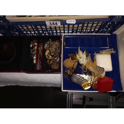 344 - 2 jewellery boxes & contents