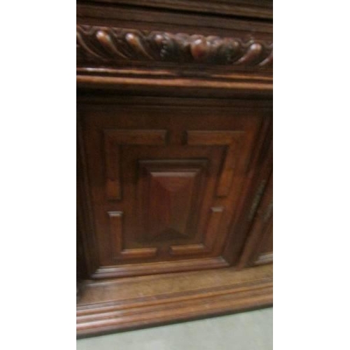 1491 - A good clean 19th century French carved oak buffet/cabinet. COLLECT ONLY.