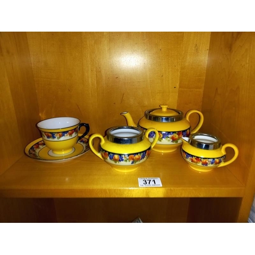 371 - A tea set with plated rims and Imperial and Washington Cambridge tea and dinnerware