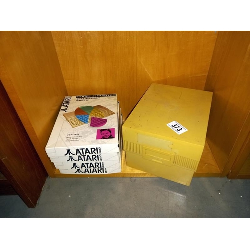 373 - 4 vintage Atari 1040st family curriculum, completeness unknown and a Concord 6 x 4 Manila file box a... 