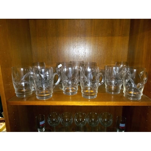 374 - Good lot of drinking glasses on 4 shelves