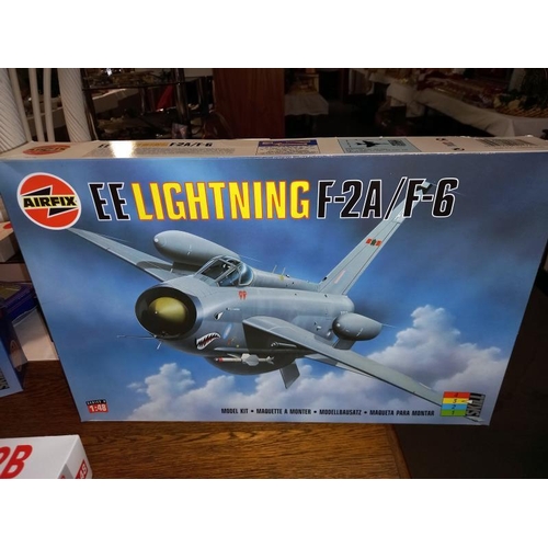 381 - 3 boxed Airfix 1/48 scale model aircraft 08100 H S Buccaneer, 09178 Lightning, 09179 Lightning, cont... 