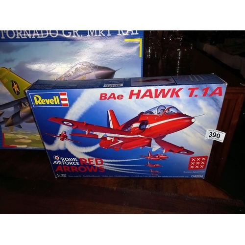 390 - Boxed Revell 1/32 scale no 04705 RAF Tornado GR Mk1 and no 04284 BAE Hawk T 1a red arrows contents s... 