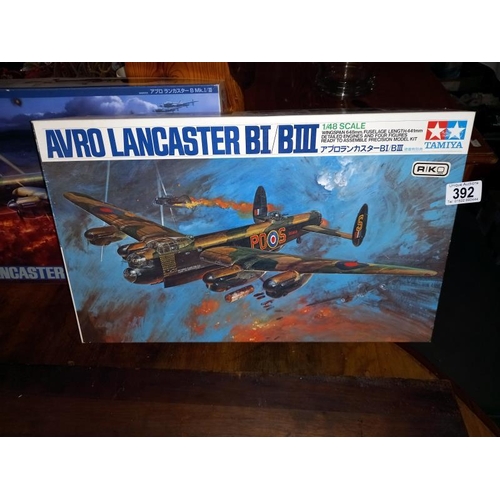 392 - 2 boxed Tamiya 1/48 scale Avro Lancaster B Mk 1/111 no 61105, no 6420 contents sealed