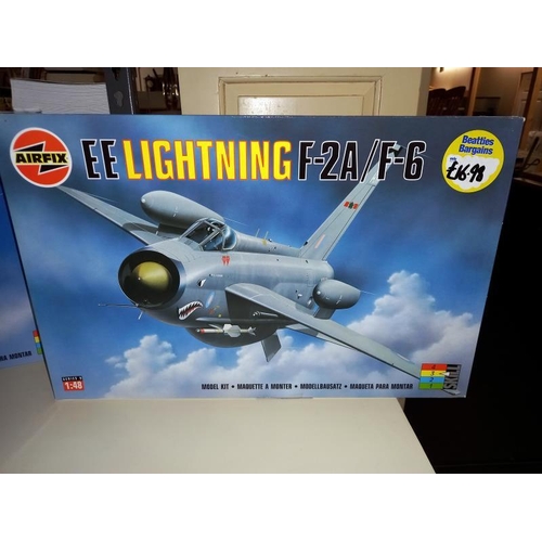 394 - 3 Airfix 1/48 scale model aircraft kits 08100 Buccaneer, 09178 Lightning, 09179 Lightning all conten... 