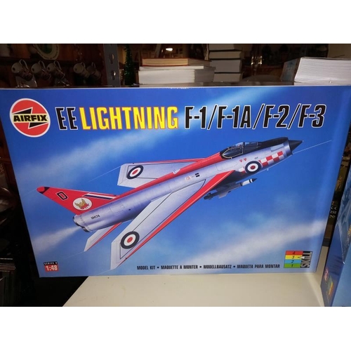 394 - 3 Airfix 1/48 scale model aircraft kits 08100 Buccaneer, 09178 Lightning, 09179 Lightning all conten... 