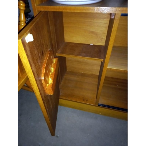 407 - 1950's teak veneered display cabinet 92cm x 30cm x height 92cm