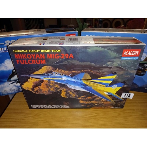 418 - 3 boxed academy 1/48 scale aircraft kits mig29 No,2119 , 2128 , 2116