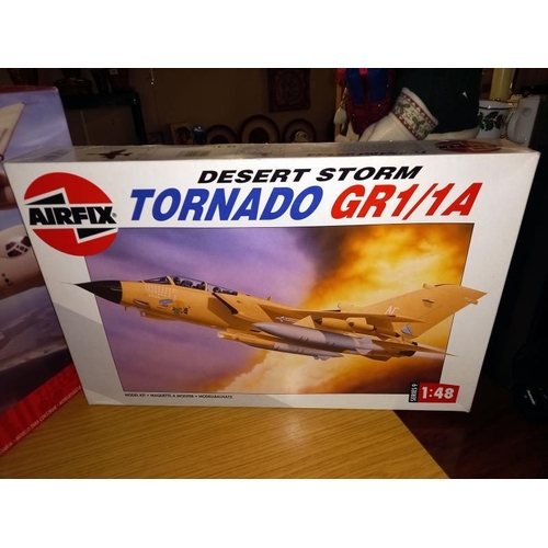 419 - 3 boxed airfix 1/48 scale aircraft kits no,08101 H.S Buccaneer, 09177 tornado desert storm, and a 1/... 