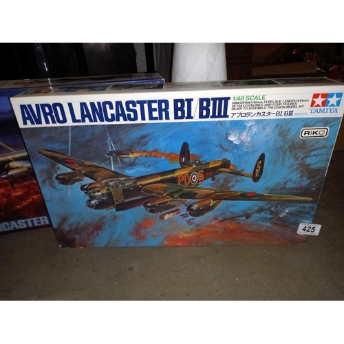 425 - 2 boxed Tamiya 1/48 scale Avro Lancaster B1/B111, B Mk7/111 contents sealed