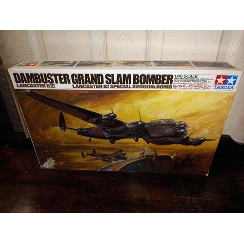 436 - Boxed Academy and Tamiya aircraft model kits 1/48 scale Sukhoi SU-27 and Dambusters Lancaster Grand ... 