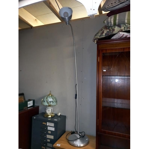 447 - An aluminium floor standing standard lamp with flexible neck