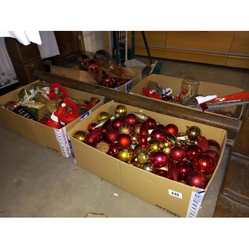 449 - 4 boxes of Christmas decorations