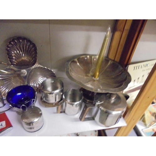 614 - A mixed lot of silver plate, stainless steel etc.,