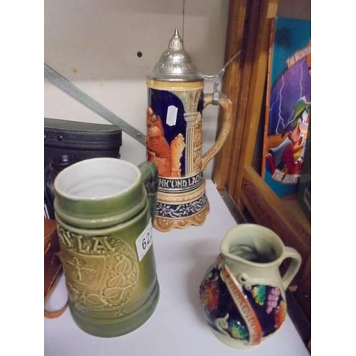 622 - A beer stein, a tankard and a jug.