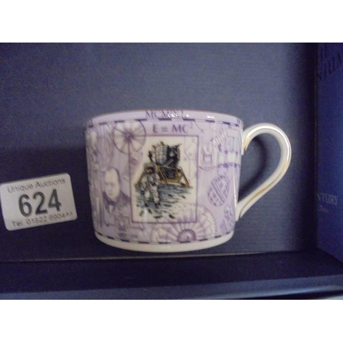 624 - A boxed pair of Wedgwood Millenium tea cups and saucers.